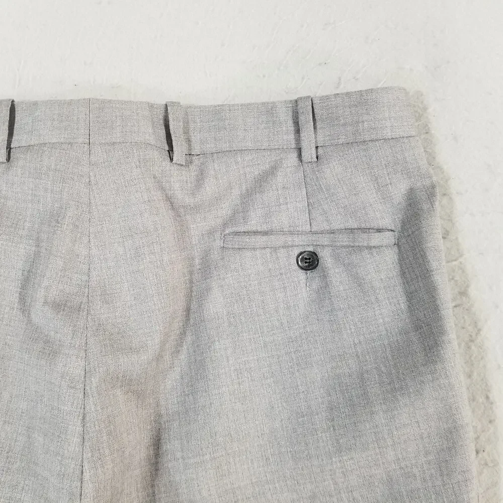 Peter Millar Pants‎ Mens 38 Gray Wool Blend Dress Slacks Flat Front Made Canada